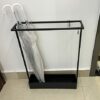 SEYFI Umbrella Stands,Nordic Style Rectangle Racks, Umbrella Holder with Removable Drip Tray & 4 Hooks, Canes Organizer for Ski Poles,F Clubs