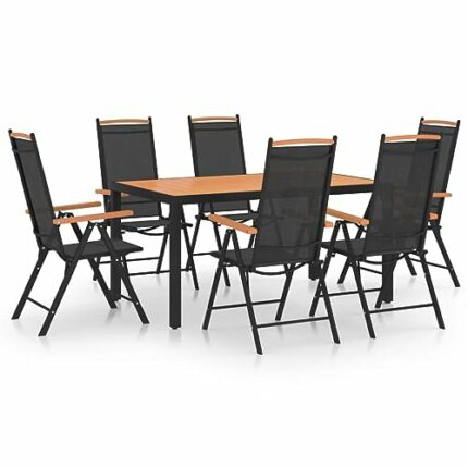 vidaXL Garden Dining Set 7 Piece Outdoor Furniture Set Dinner Set Durable Patio Seating Garden Side Seat Table and Chairs Aluminium Black