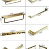 RAKUTE Brushed Gold Towel Rack, Stainless Steel Bathroom Gold Towel Bar, Toilet Paper Holder, Towel Ring, Bathroom Accessories Kit Bathroom Ring