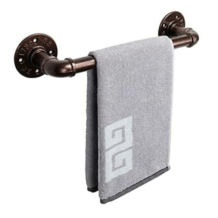NearMoon Industrial Pipe Towel Bar, Heavy Duty Bathroom Hardware Towel Bar Accessory, Wall Mounted DIY Rustic Iron Bathroom Towel Rack Holder (12