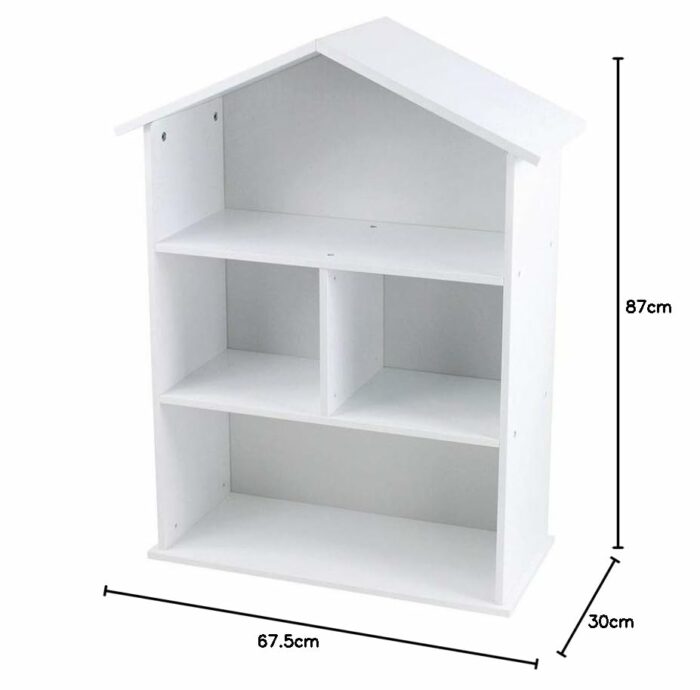 House Childrens Bookcase, White, H 87cm x W 67.5cm x D 30cm