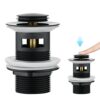 CREA Basin Sink Waste Pop Up, Click Clack Sprung Plug with Overflow for Bathroom Sink, Sprung Basin Waste Slotted, Chrome