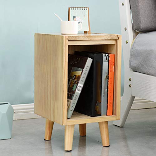 LUKEO All Solid Wood Bedside Cabinet, Narrow Mini Locker, Small Apartment Simple European Style Bedside Cabinet Solid Wood