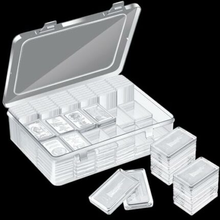 100 Pcs Silver Bar Case Silver Bar Holder Clear 1oz Silver Bar Storage Acrylic Silver Bullion Holders Silver Bar Storage Case and Plastic Storage