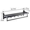 -Shelf,Towel Rack Foldable Double Row Towel Rack, Aluminum Wall Mounted Towel Rail, Black Towel Holder for Bathroom Kitchen Storage
