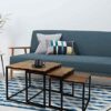 ASPECT Alana Set of 3 Nesting Table-Vintage Wooden Tops/Steel Black Legs, 40x40x42 cm
