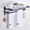 XHALERY Towel Rack Towel Rail Foldable With Hook Towel Rack Bathroom Black Space Aluminum Rack Kitchen And Bathroom Hotel Office 60cm (Size : 50c