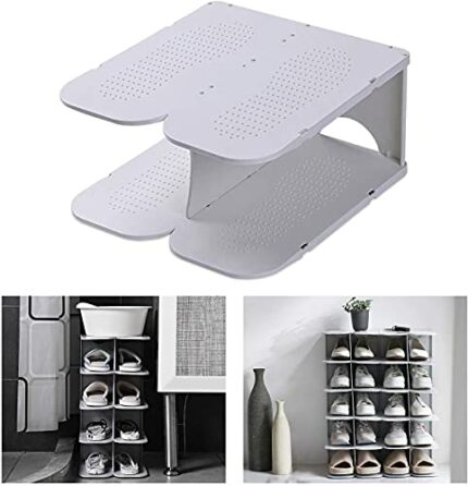 LILIKY Better Stability Shoe Slots Organizer, Adjustable Shoe Rack, Shoe Stacker,Space Saver Shoe storage (Color : Grey, Size : 6 Layer)