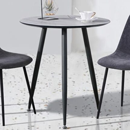 GOLDFAN Round Dining Table Small Retro Lounge Table Little Table with Metal Legs for Home and Office (Only Table) (60cm, Grey)
