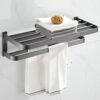 HIGOH Towel Rack High-Grade Gray Space Aluminum Alloy Towel Rack, Bath Towel Holder, Bathroom Light Bathroom Hardware