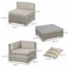 WALNUT Beige 7-Piece Rattan Conversation Furniture Set Outdoor Wicker Patio Sofa Set