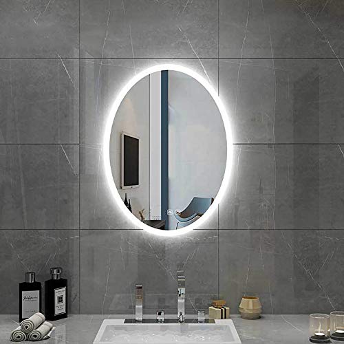 Oval Dimmable LED Bathroom Light Mirrors Horizontal Vertical Anti-Fog+IP44 Waterproof +CRI>90+UL Listed, Suitable for Home, Bathroom, Hotel