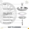 ARCOOZE Kitchen Sink Plug and Strainer- Stainless Steel 304 Kitchen Sink Plug Replacement with 3 Additional Silicon Seals, Sink Drainer Plug Diam