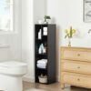 VECELO 4-Tier Bookcase, Modern Storage Cabinet with Height Difference Shelves for Standard Textbooks, 5 Cubes, Vertical or Horizontal, Easy Assem