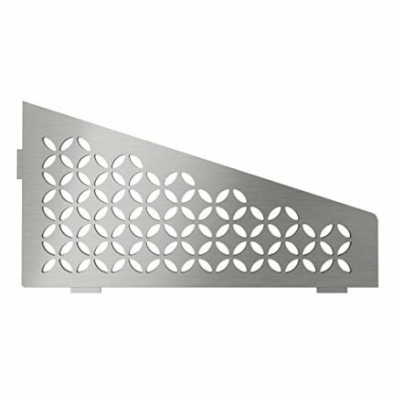 Schluter Systems Quadrilat Corner Shelf-E - Floral Design - Brushed Stainless Steel (SES3D5EB) - Kerdi-Line Shower Acessory