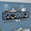 SUCHETA Wine Rack Bar Unit Floating Shelves Wall-Mounted Inverted Wine Glass Rack Multifunctional Iron Bottle Holder Simple Hanging Goblet Rack W