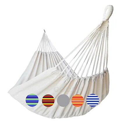 GOCAN Brazilian Double Hammock 2 Person Extra Large 220x150cm Total Length 330cm Load 300kg Canvas Cotton Hammock for Patio Porch Garden Backyard