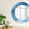 Tulup Wall Mirror Overprint Unique Mirror Circular Mirror with Print Ø19.7 in / 50 cm Glass Home Decoration - blue abstract