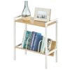 mDesign Storage Table – Small Side Table with Book Storage Shelving – Versatile Table with Shelf for Bedrooms, Hallways, Living Rooms, Bathrooms