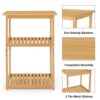 UOMIO Square Bamboo End Table 3-Tier Small Sofa Tables Slim Bedside table with Storage Shelf Practical Console Side Table Coffee Table for Living