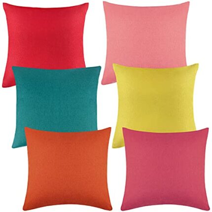 ANECO Pack of 6 Decorative Outdoor Waterproof Throw Pillow Covers Square Patio Cushion Cases Garden Pillowcases for Patio, Couch, Tent, Balcony a