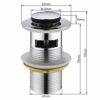 CREA Basin Sink Waste Pop Up, Click Clack Sprung Plug with Overflow for Bathroom Sink, Sprung Basin Waste Slotted, Chrome