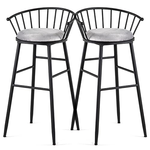 Bar Stools Set of 2, Velvet Bar Height Chairs with Back Upholstered Kitchen Counter Stools Modern Barstools for Breakfast Dining Room Living Room