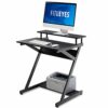 FITUEYES Z-Shaped Computer Desk with Monitor Riser, Space-Saving Black Writing Table, Ideal for Small Spaces, Wooden Home Office Workstation, 70x