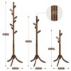 Coat Rack Freestanding Bamboo Coat Tree Rack with 8 Leaf Hooks, 3-Size Height Adjustable for Adults & Kids, Clothes Hanger Stand for Jacket, Hat,