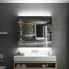 Tokvon® Galaxy Bathroom Mirror Cabinet with LED light Wall Mounted with dual plug shaver socket Anti-fog Demister Adjustable Dimmer 650 x 600mm A