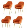 dining chair Set Of 4 Soft Seat And Back Velvet Living Room Chairs Sturdy Metal Legs Kitchen Chairs Reception Chair (Color : Dark green)