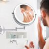 Amelar 8 Inch Wall Mounted Makeup Mirror USB Rechargeable LED 3 Color Lights Two Sided 1X/10X Magnifying Mirror Touch Switch Intelligent Shutdown