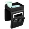 SITHON Sofa Remote Control Holder with Detachable Tray - [Non Slip] PU Leather Chair Couch Armrest Organizer Caddy with 5 Pockets for Magazines P