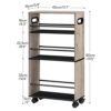HOOBRO Slim Storage Trolley, Narrow Kitchen Cart, Slide Out Kitchen Trolley on Wheels, 4-Tier Rolling Utility Cart with Handle, for Small Space,