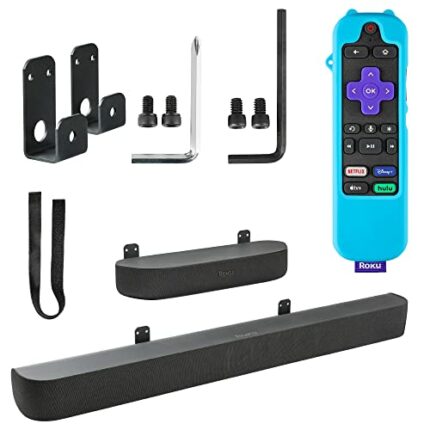 WABRACKET Wall Mount Bracket for Roku Streambar /Smart Soundbar , Sturdy Soundbar Holder for Roku, with Silicone Remote Cover , Space Saving , Ke
