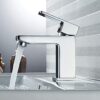 Luckyhome Basin Mixer Tap with Pop up Waste,Washroom Square Single Lever Chrome Brass Mixer Tap