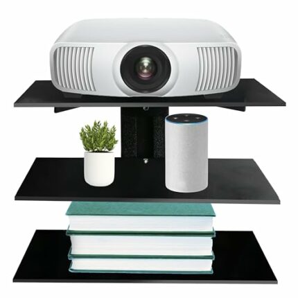 FEBTECH - Floating Tv Shelf - Shelf for Projector - Wall Mount Shelf for Tv, DVD Players,Games Consoles, Cable Boxes, TV Accessories, 3 Shelf, Bl