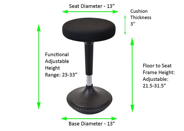 WOBBLE STOOL Standing Desk Chair ergonomic tall adjustable height sit stand-up office balance drafting bar swiveling leaning perch perching high