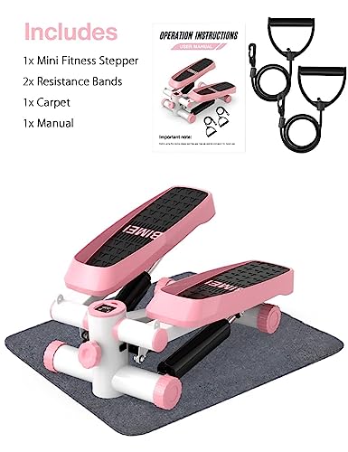 Tohoyard Steppers for Exercise, Mini Stepper with LCD Monitor, Quiet Fitness Stepper with Resistance Bands, Gym Stair Stepper for Home Workout, L