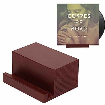 BELLE VOUS Vinyl Record Holder Display Stand - Now Playing Album Cover Holder - Single CD Stand LP Display Shelf - Wooden Vinyl Storage Organizer