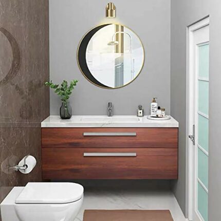 SkiPdr Bathroom Mirror Round Decorative Mirror Wall Mounted Circle Mirror, Home Decor for Bathroom, Living Rooms, Entryways (Gold 60 * 60 cm)