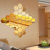YongPan 24PCS DIY Hexagon Acrylic Mirror Sticker, Mirrored Sticker Decal,Adhesive Acrylic Mirror Tiles for Scrapbooking,Crafts Making and Home De