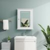 HIGEINE Bathroom Wall Cabinet with Mirror, Mirrored Wall Storage Cabinet，Mirrored Medicine Cabinet,Defogger LED Mirror Bathroom Storage