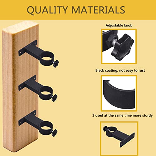 VANROUG 3 PCS Black Patio Umbrella Holder Outdoor Clamp Mount Bracket for Deck Railing Fences,Balcony or Courtyard