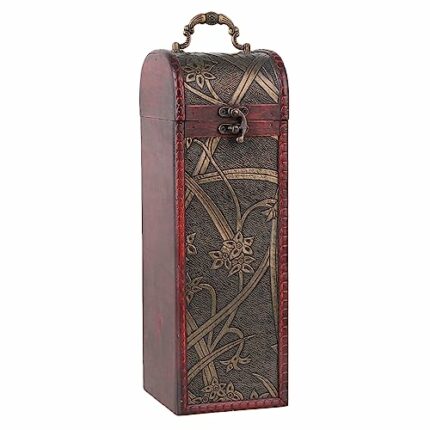 SHANOER Wooden Wine Box Gift Box Bottle Wood Storage Holder Vintage Style for Wedding Anniversary Gift … Style for Wedding Anniversary Gift … (32