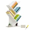 QUMENEY Tree Bookshelf, Wood Book Tower, 5-Shelf Bookcase - Premium Books/CDs/Albums/Files Holder, Display Storage Rack Organizer Shelves for Hom