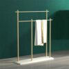 QUANJJ Gold Marble Floor Stand Towel Shelf Floor Towel Rack Floor Stand Style Floor Towel Rack Storage Rack