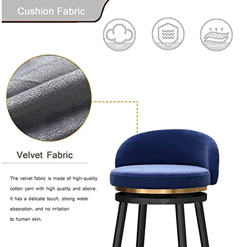 RTYHN Swivel Bar Stools Set of 2, Metal Home Barstools with Velvet Upholstered Island Chairs Stools, for Breakfast/Dining Room Counter Height 25.