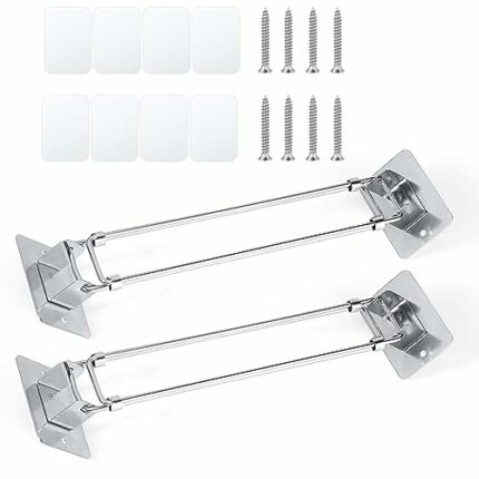 2pcs RV/Camper/Travel Trailer Bathroom Corner Storage Bar, Stainless Steel Adjustable Shower Corner Storage Bar Can Be Pasted or Fixed with Screw