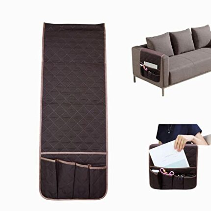 MOVKZACV Sofa Armrest Organizer Caddy, Non-Slip Couch Caddy Armchair Arm Chair Caddy with 5 Pockets Armchair Caddy,Remote Control Holder for Recl